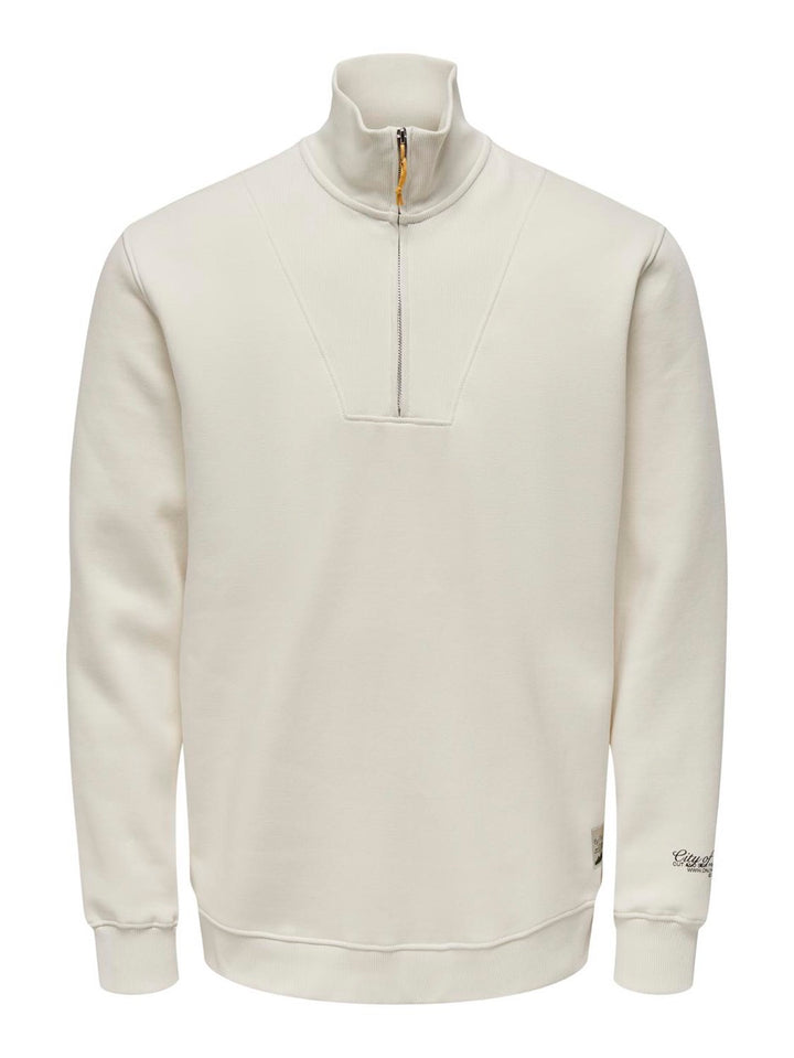 Onsriley Reg 1/4 Zip High Neck Swt - Off-white