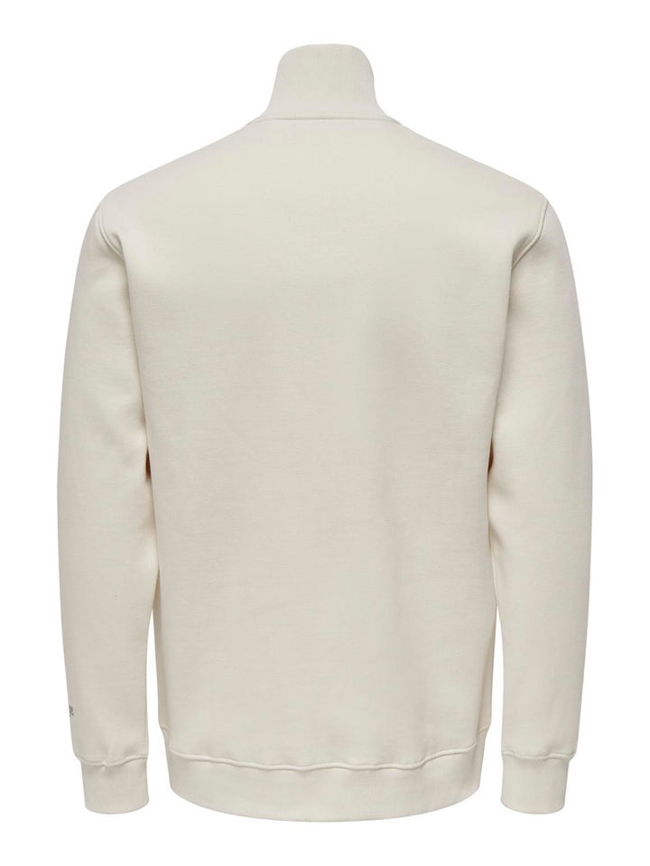 Onsriley Reg 1/4 Zip High Neck Swt - Off-white