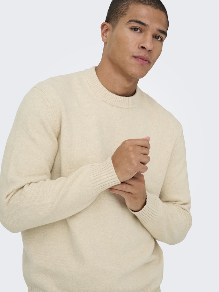 Onsjames Rlx Crew Knit Noos - Ecru