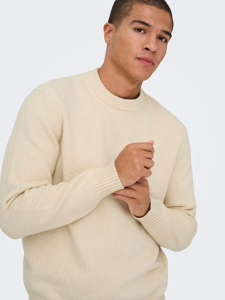 Onsjames Rlx Crew Knit Noos - Ecru