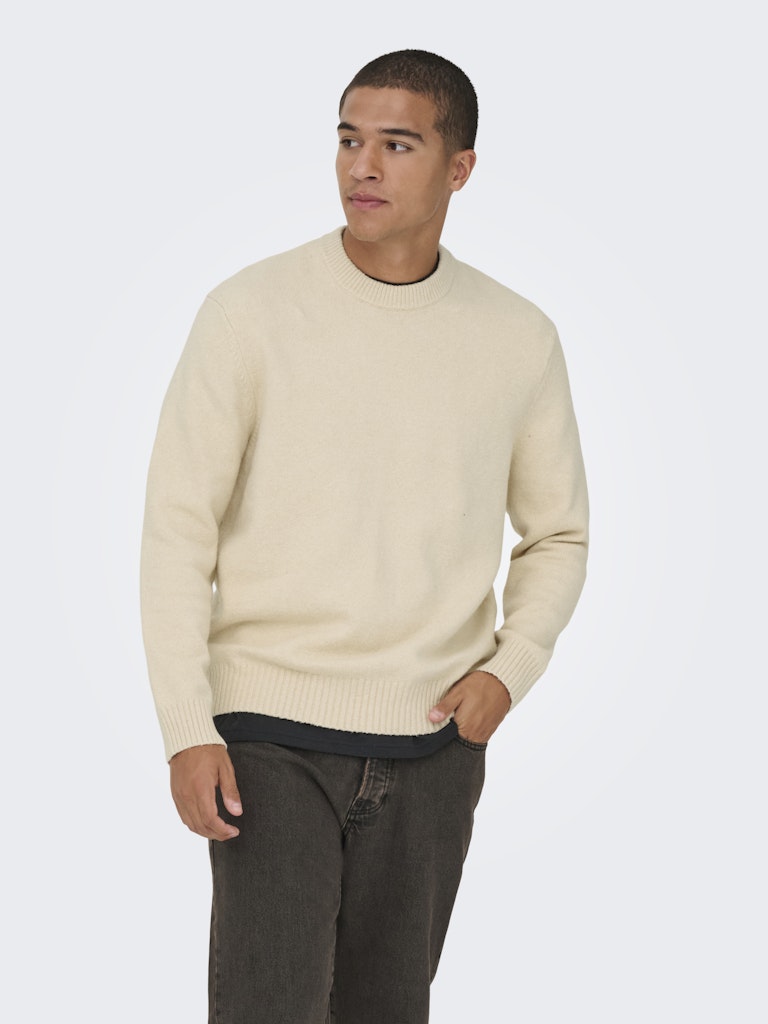 Onsjames Rlx Crew Knit Noos - Ecru