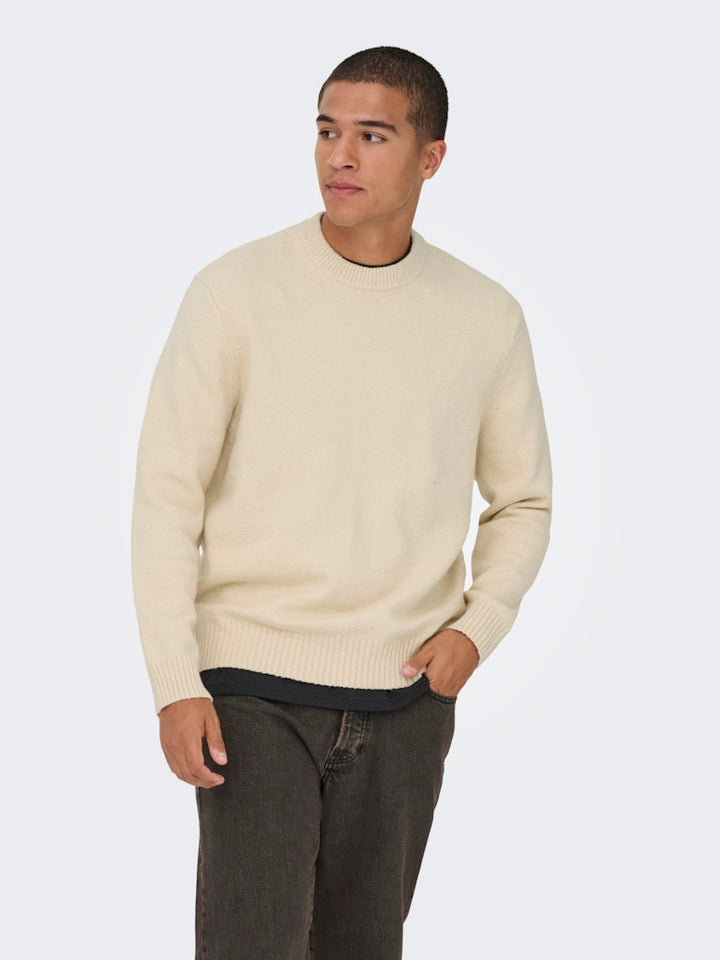 Onsjames Rlx Crew Knit Noos - Ecru