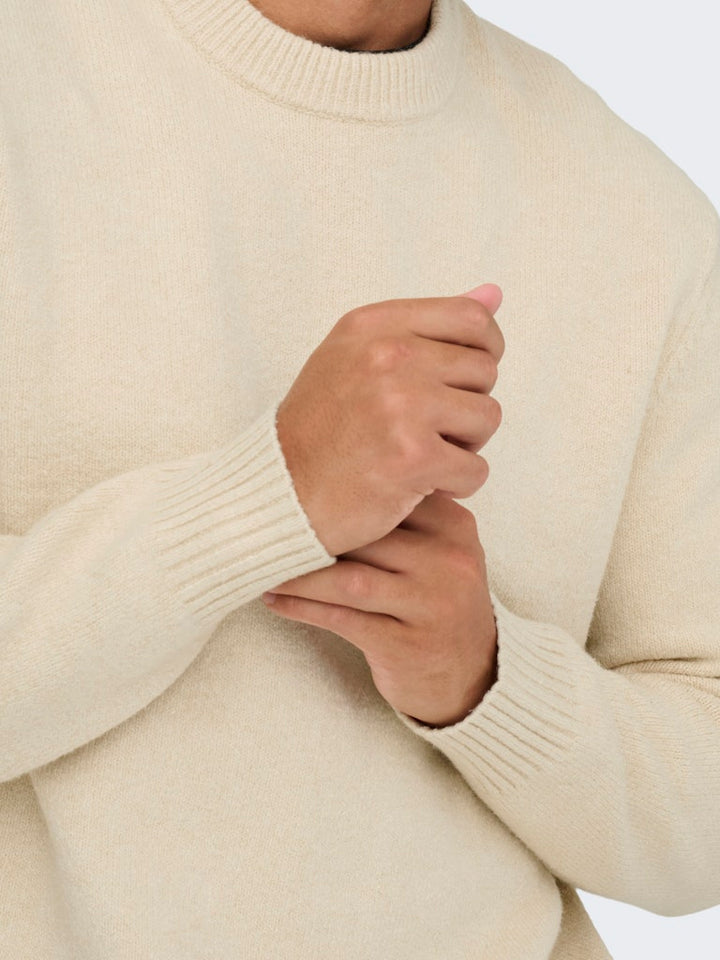Onsjames Rlx Crew Knit Noos - Ecru
