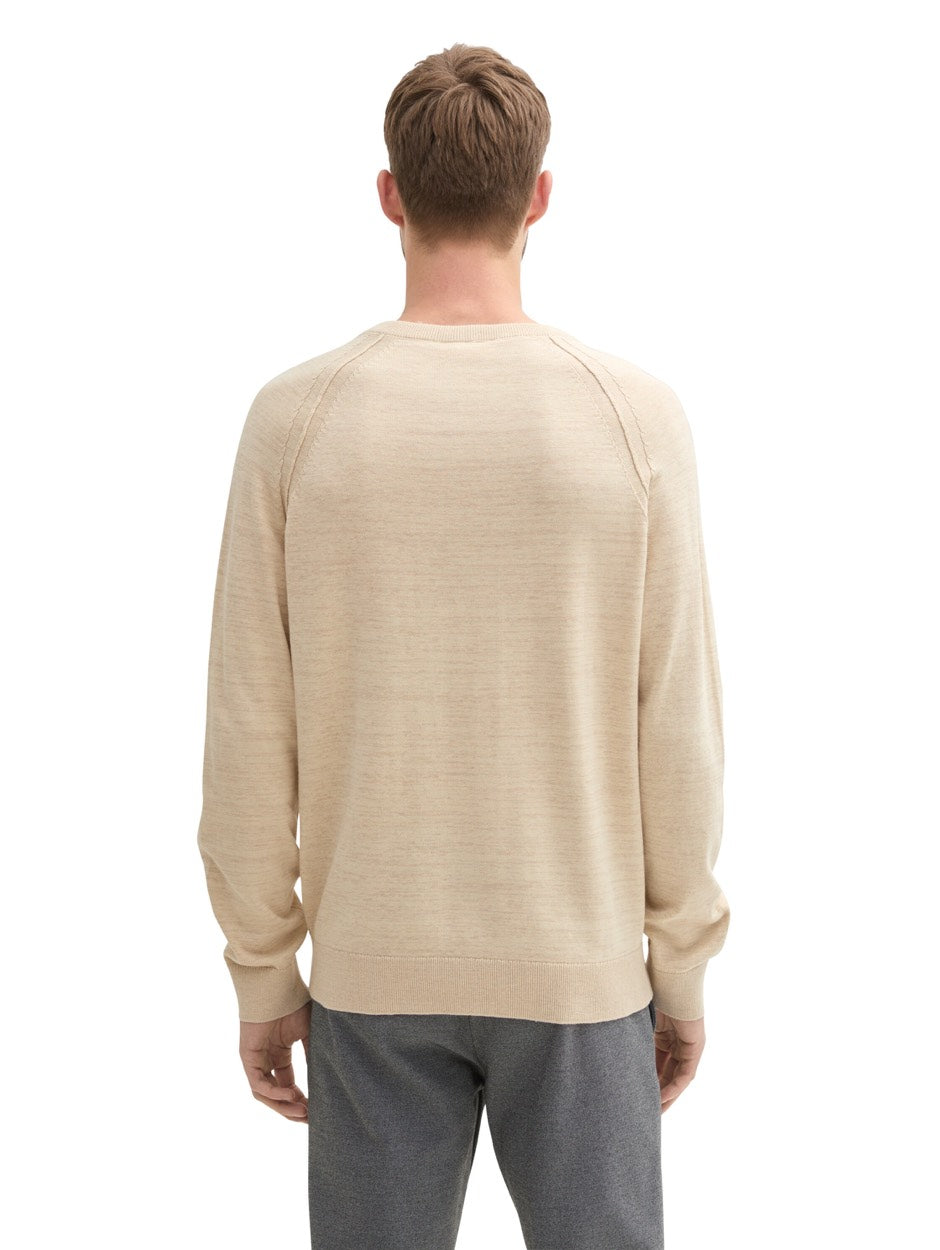 Two Tone Crewneck Knit - Ecru