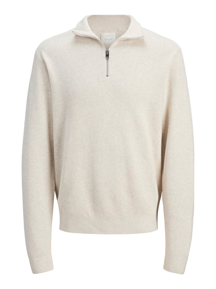 Jprblamilano Stitch Knit Half Zip Sn - Zand