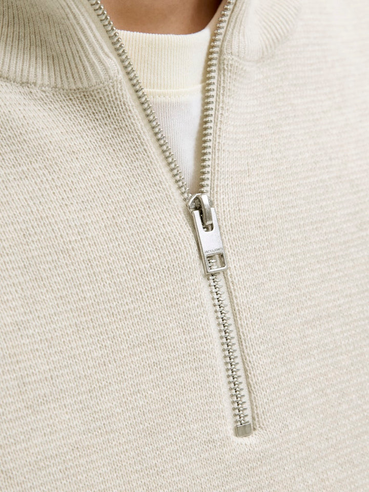 Jprblamilano Stitch Knit Half Zip Sn - Zand