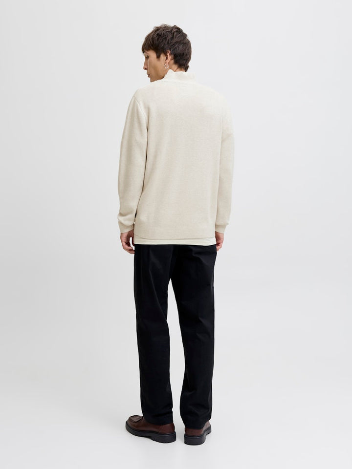 Jprblamilano Stitch Knit Half Zip Sn - Zand