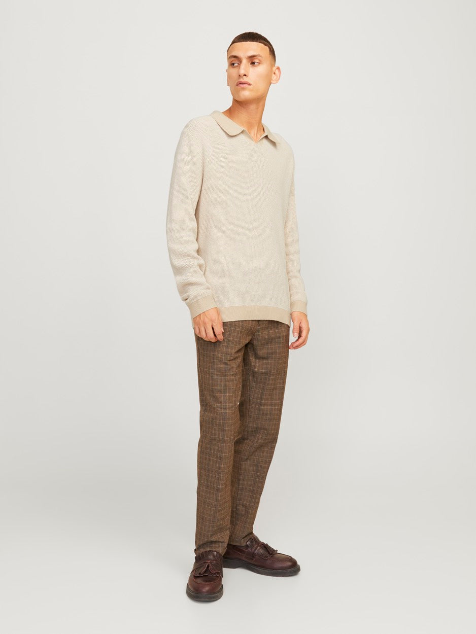 Jprblabani Knit Split Neck Ls - Zand