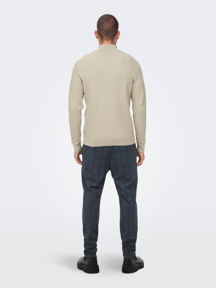 Onsphil Reg 12 Struc Half Zip Knit - Zand