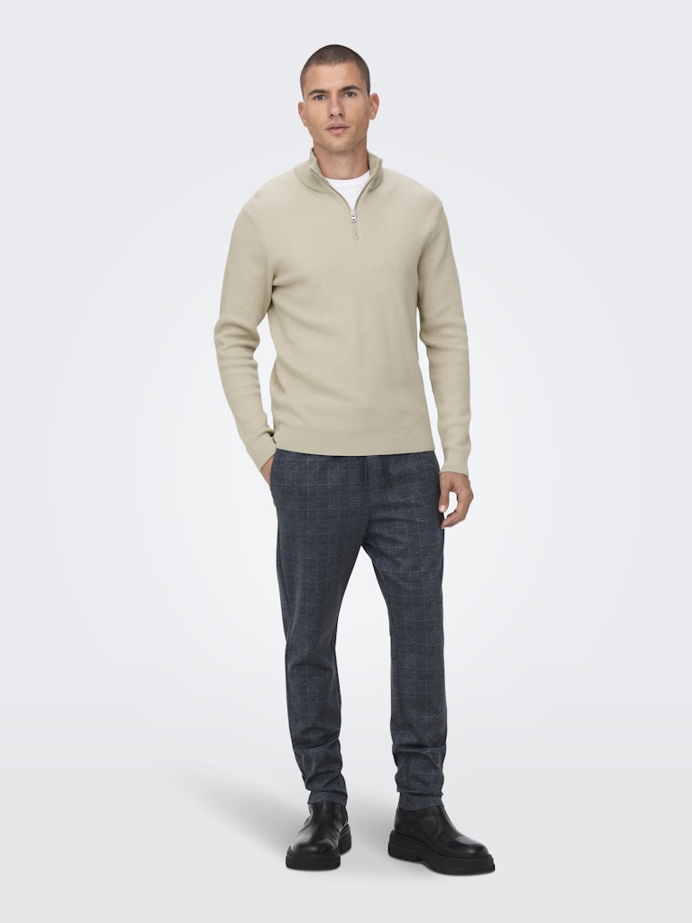Onsphil Reg 12 Struc Half Zip Knit - Zand