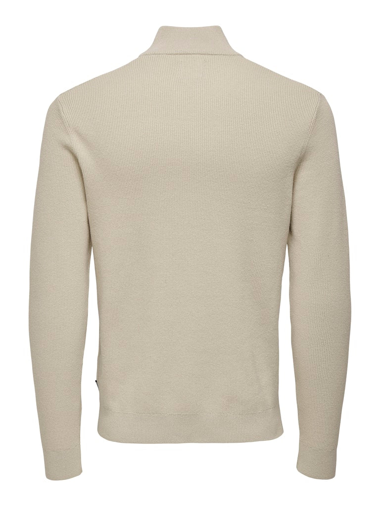 Onsphil Reg 12 Struc Half Zip Knit - Zand