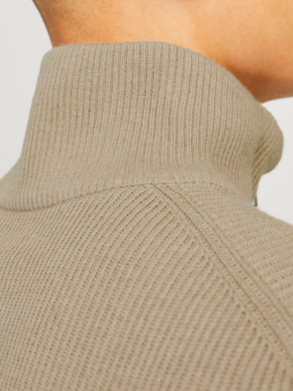 Jjeperfect Knit Half Zip Sn - Zand