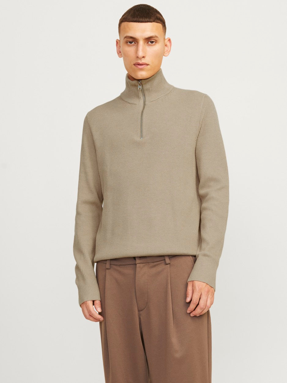 Jjeperfect Knit Half Zip Sn - Zand