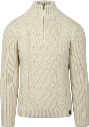 Jacob Cable Knit Half Zip - Beige