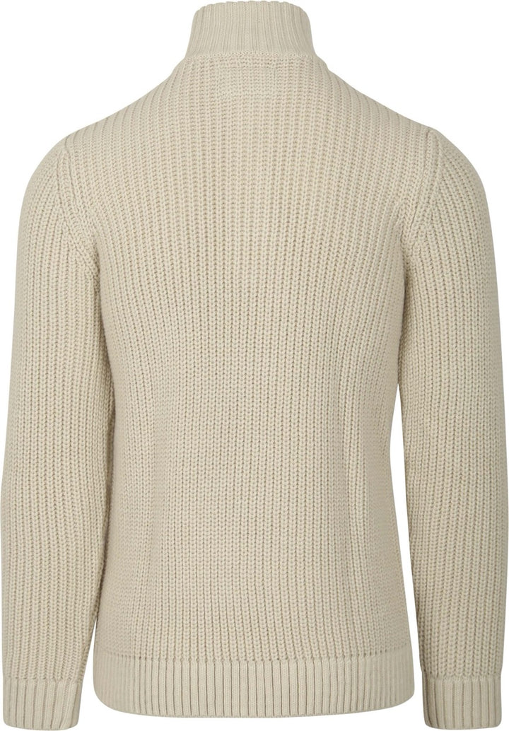 Jacob Cable Knit Half Zip - Beige