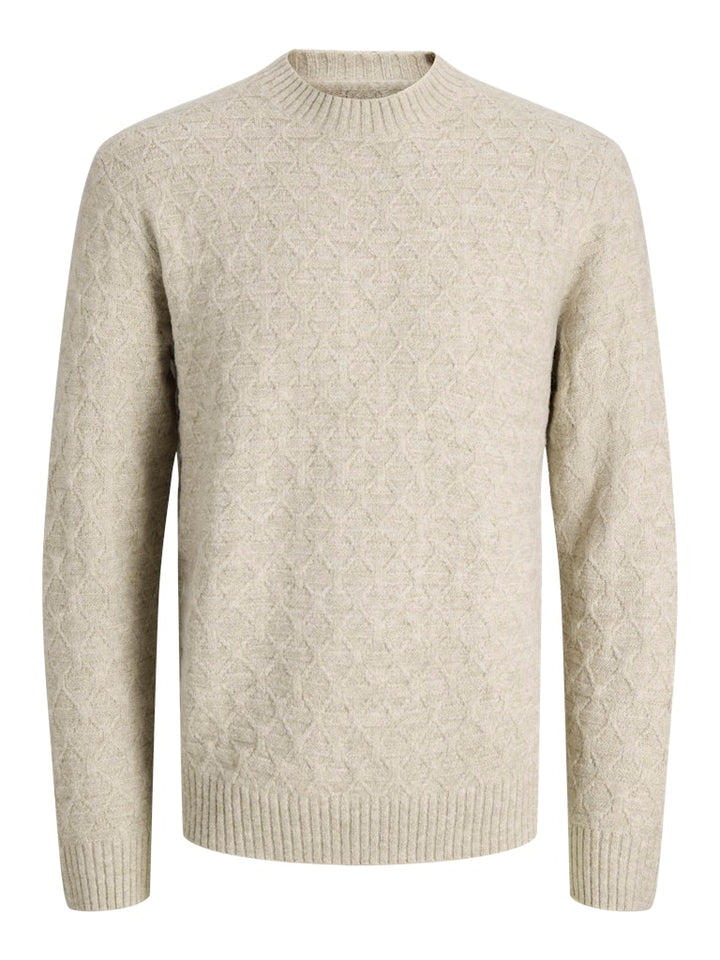 Jprblasimon Structure Knit Crew Neck Ln - Beige