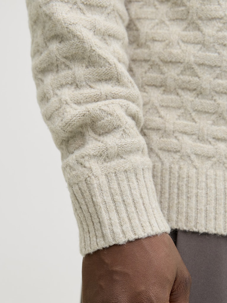 Jprblasimon Structure Knit Crew Neck Ln - Beige