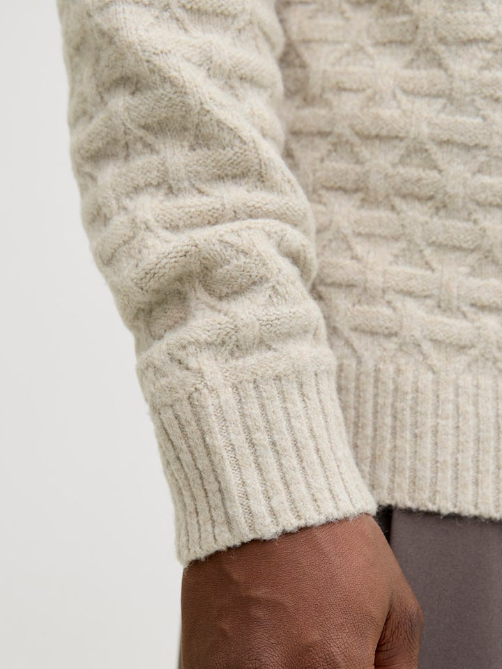 Jprblasimon Structure Knit Crew Neck Ln - Beige