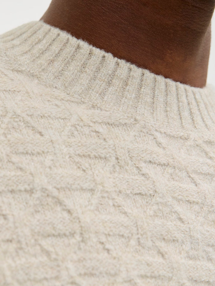 Jprblasimon Structure Knit Crew Neck Ln - Beige