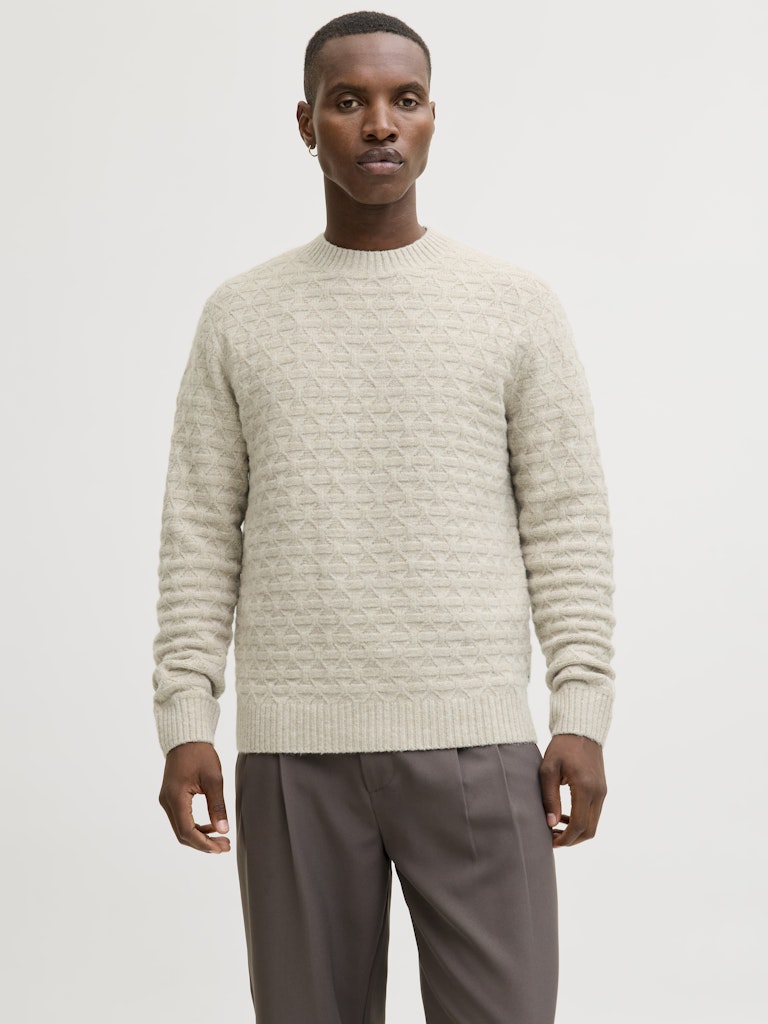 Jprblasimon Structure Knit Crew Neck Ln - Beige
