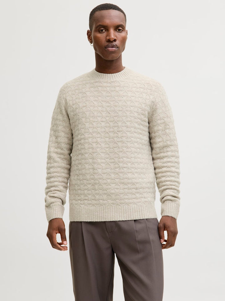 Jprblasimon Structure Knit Crew Neck Ln - Beige