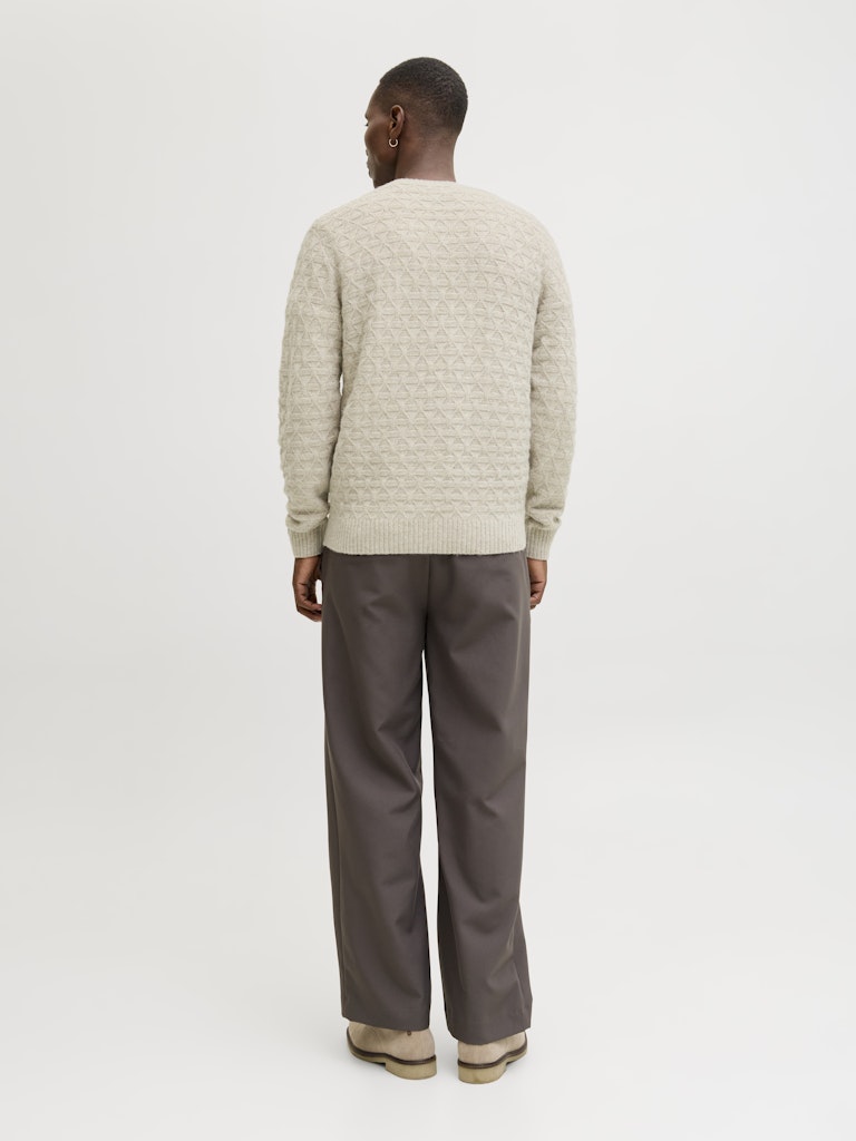 Jprblasimon Structure Knit Crew Neck Ln - Beige