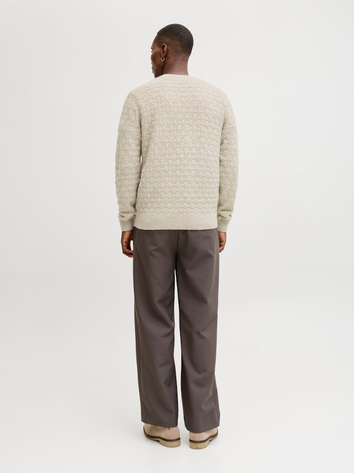 Jprblasimon Structure Knit Crew Neck Ln - Beige