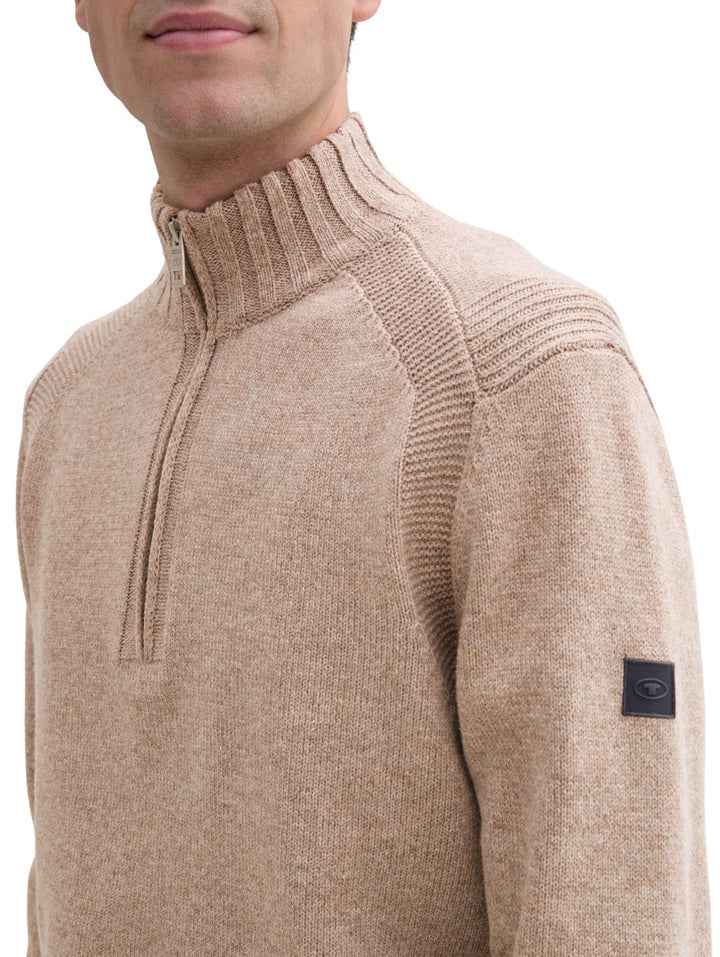 Decorated Knit Troyer - Beige