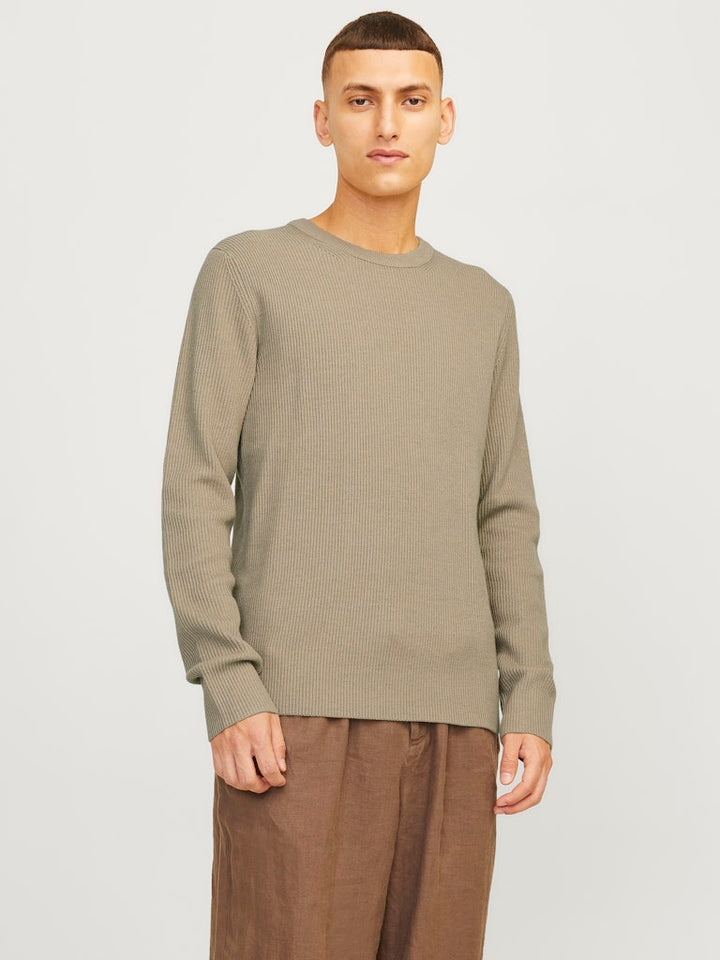 Jjeperfect Knit Crew Neck Ln - Beige