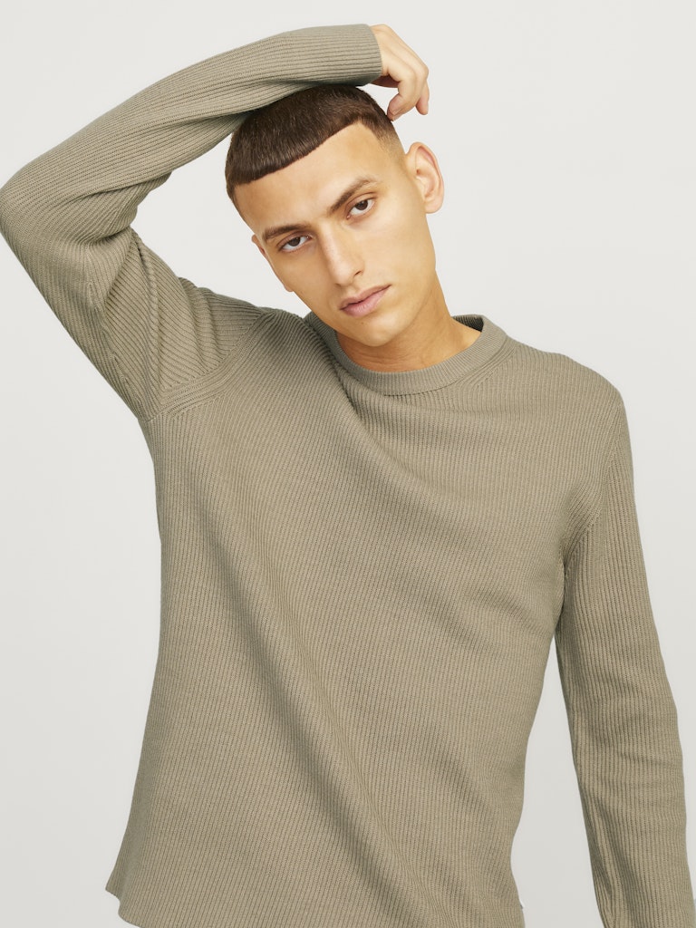 Jjeperfect Knit Crew Neck Ln - Beige