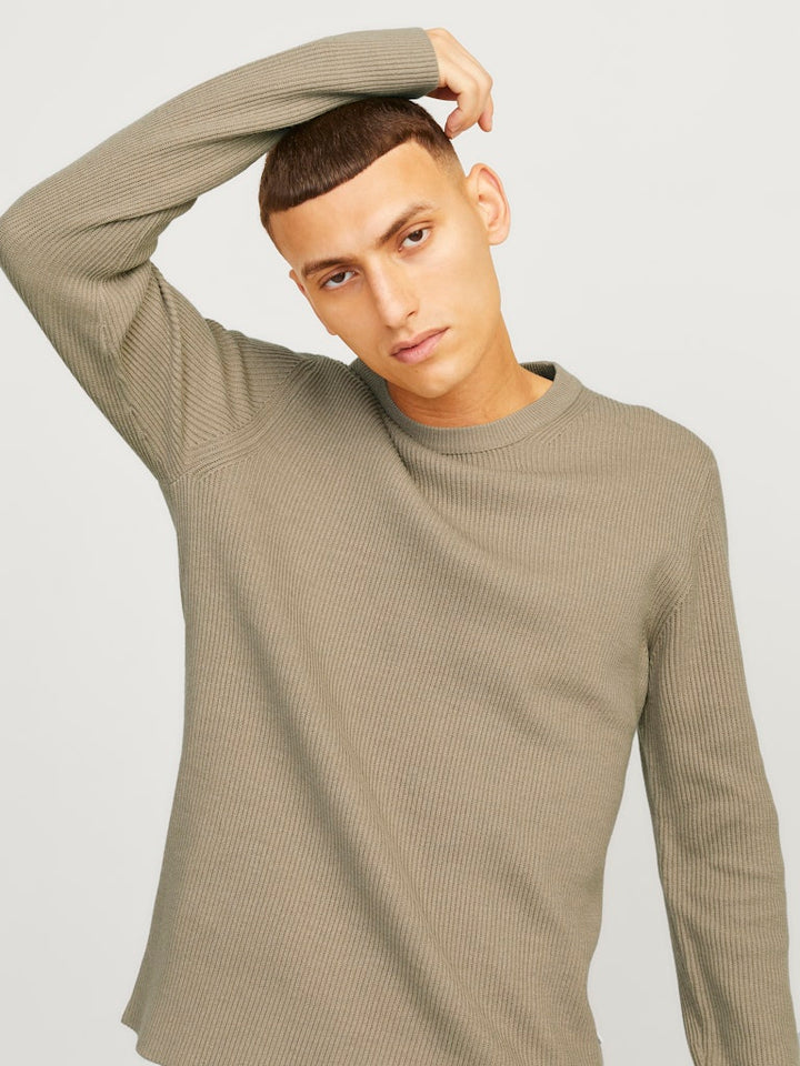 Jjeperfect Knit Crew Neck Ln - Beige