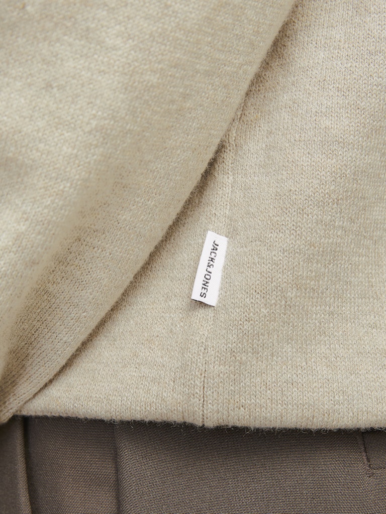 Jjeemil Knit Polo Half Zip Ls Noos - Beige