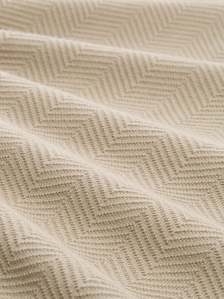 Knitted Herringbone Troyer - Beige