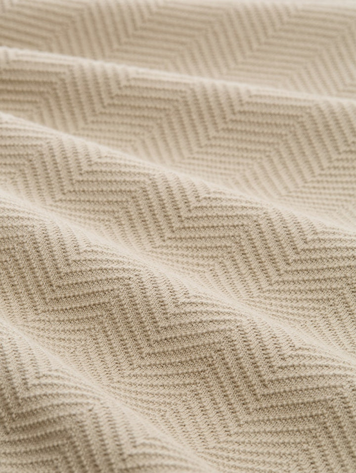 Knitted Herringbone Troyer - Beige