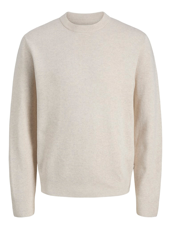 Jprblamilano Stitch Knit Crew Neck Sn - Wit Dessin