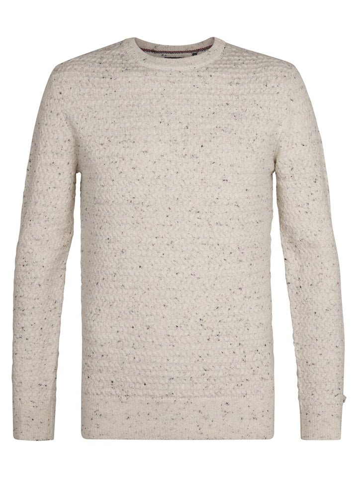 Men Knitwear Round Neck Basic - Wit Dessin