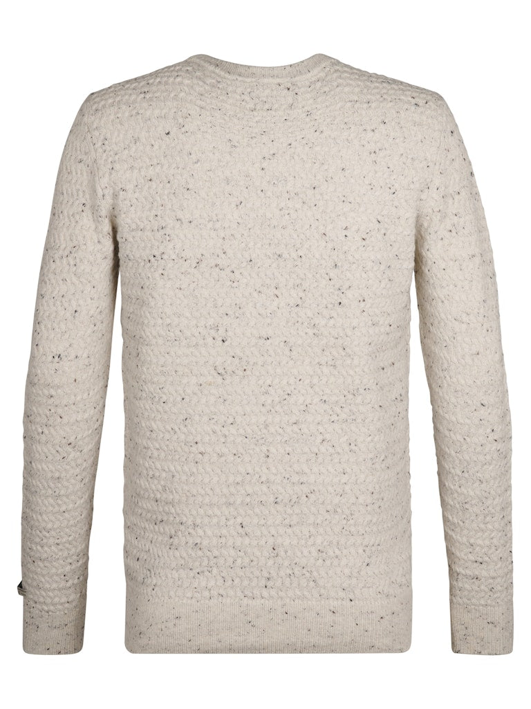 Men Knitwear Round Neck Basic - Wit Dessin