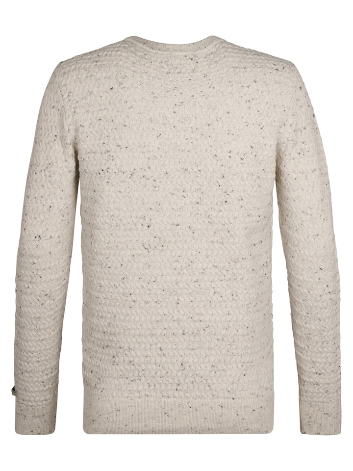Men Knitwear Round Neck Basic - Wit Dessin
