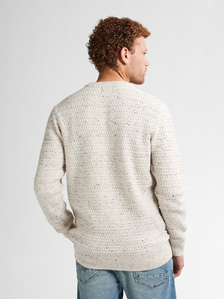 Men Knitwear Round Neck Basic - Wit Dessin