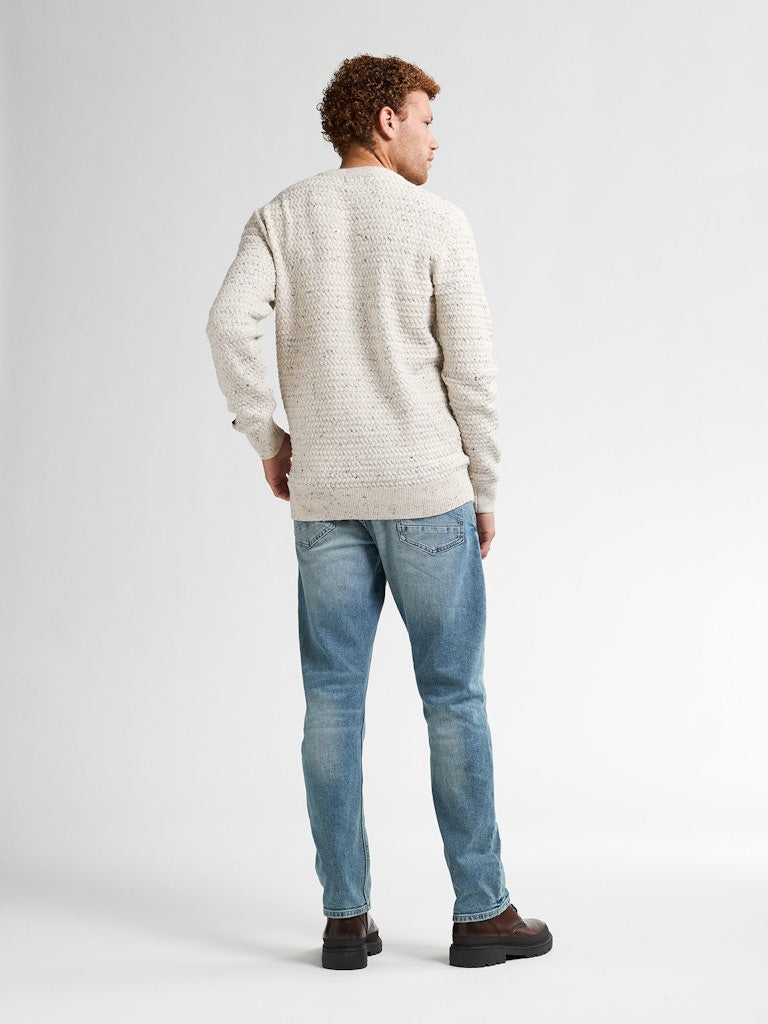 Men Knitwear Round Neck Basic - Wit Dessin