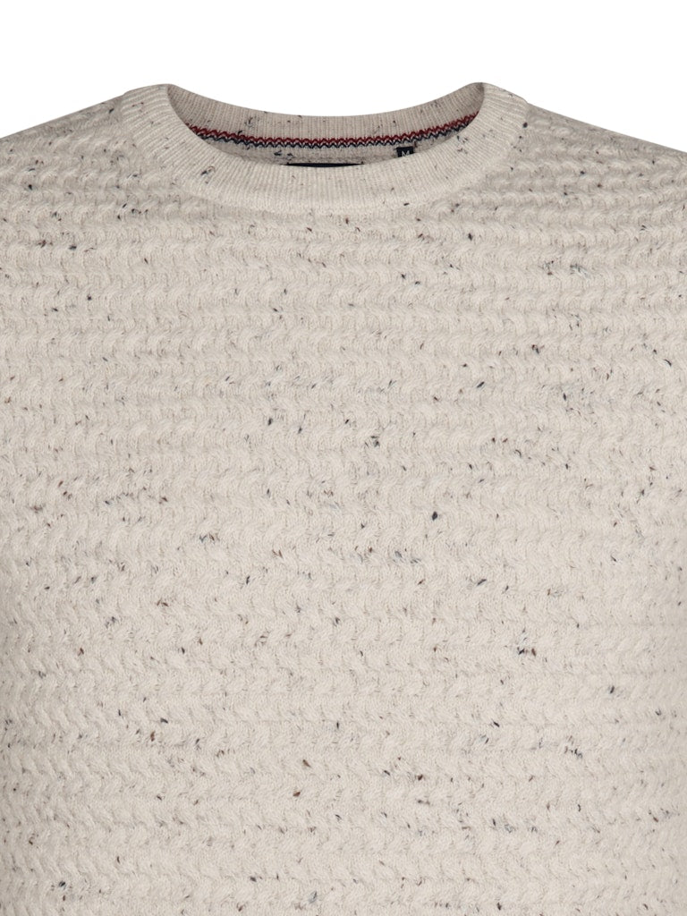 Men Knitwear Round Neck Basic - Wit Dessin