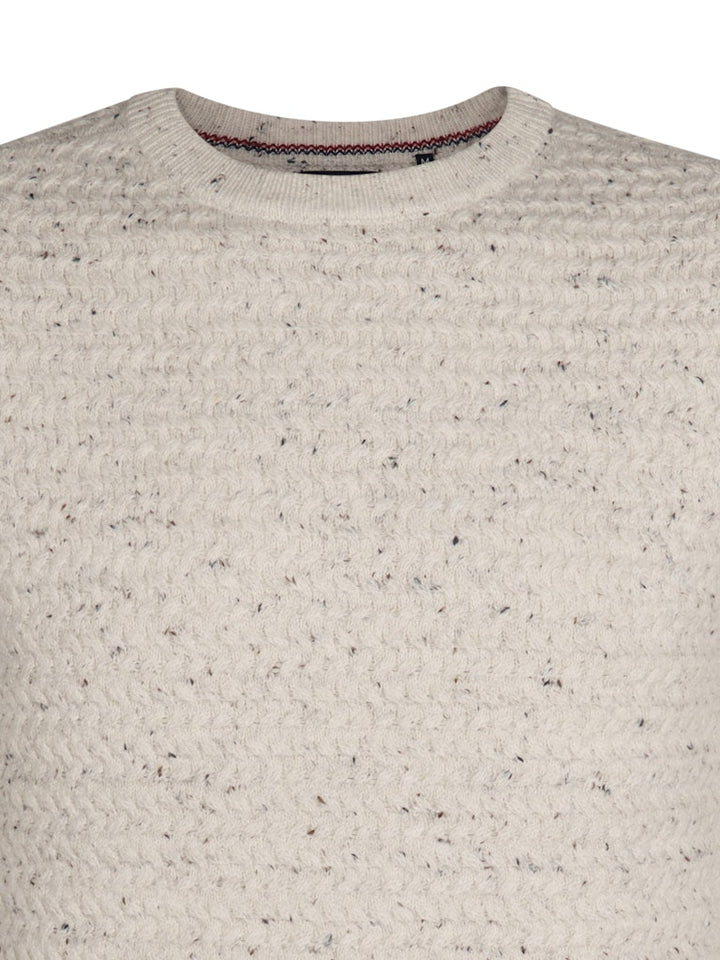 Men Knitwear Round Neck Basic - Wit Dessin