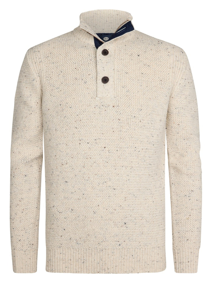 Men Knitwear Collar - Wit Dessin