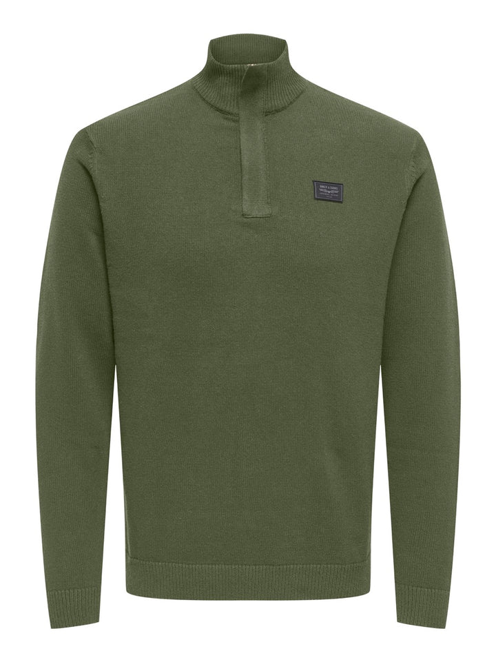 Onsjaxson Life Reg 12 Half Zip Knit - Olijf