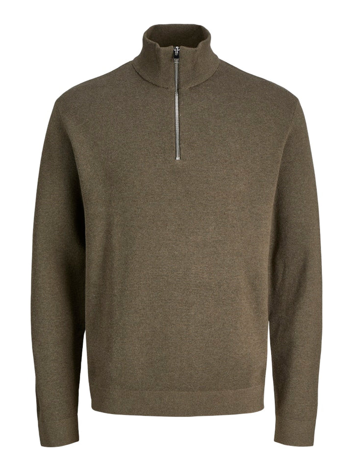 Jprblamilano Stitch Knit Half Zip Sn - Olijf
