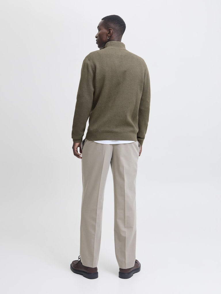 Jprblamilano Stitch Knit Half Zip Sn - Olijf