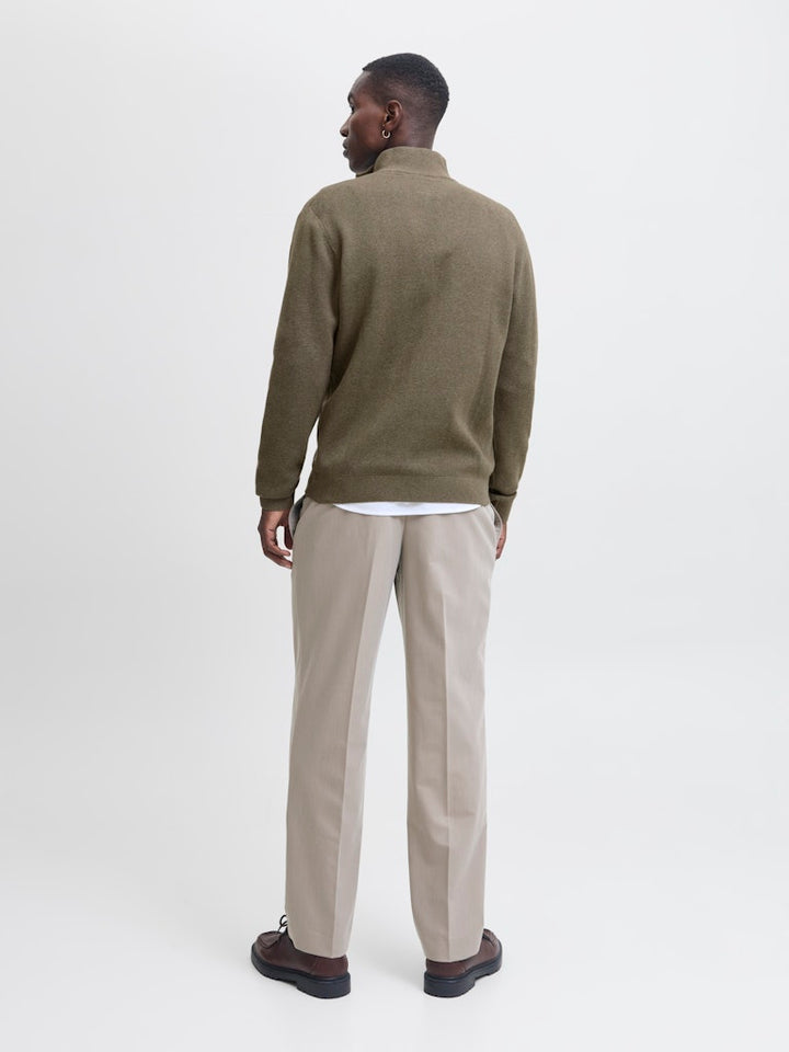 Jprblamilano Stitch Knit Half Zip Sn - Olijf