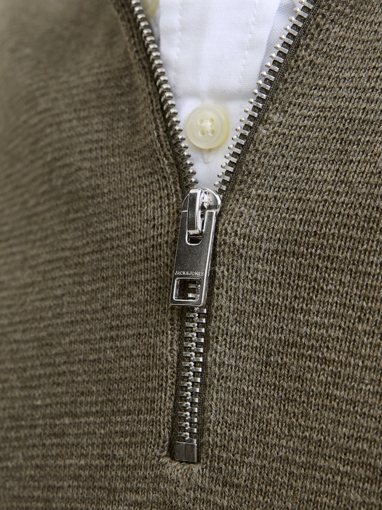 Jprblamilano Stitch Knit Half Zip Sn - Olijf