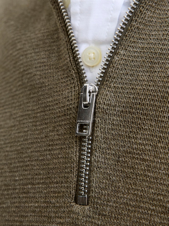 Jprblamilano Stitch Knit Half Zip Sn - Olijf