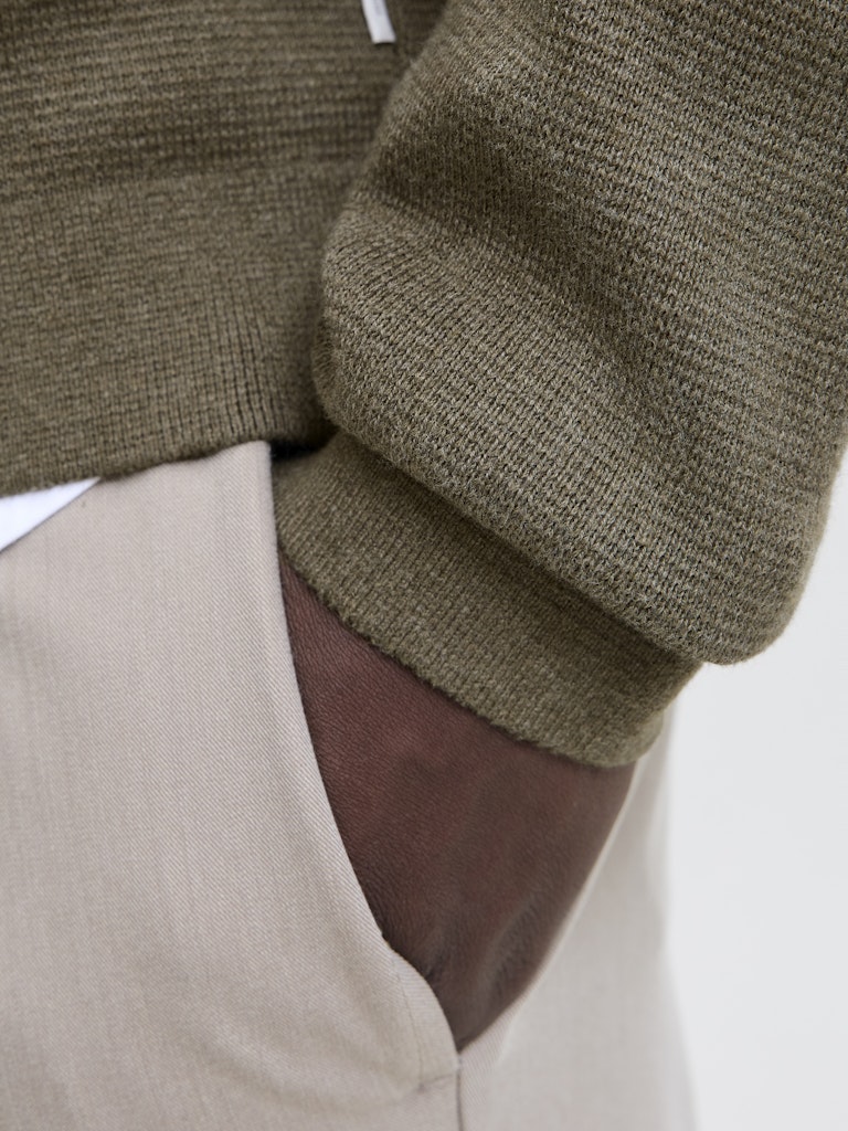 Jprblamilano Stitch Knit Half Zip Sn - Olijf
